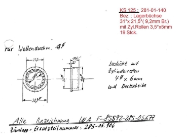 Wälzlager Getriebewelle KS125 Typ521 Typ520 usw.