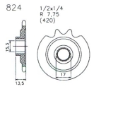 Ritzel 16 Zähne 1/2x1/4