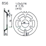 Kettenrad 44 und 47 Zähne Teilung 1/2 x 3/16 R7,75 (415) passend für Zündapp CS50 448-310 GTS50WC 540-180