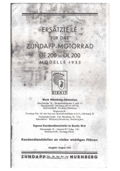 Ersatzteil Katalog DB200 DE200 DL200 1935-1950
