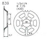 Kettenrad 37 Z  1/2x1/4 83937