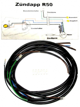 Kabelbaum Typ561 R50 in schwarz oder grau Zündapp R 50 Roller Typ 561 Kabelbaum Kabel Baum mit Schaltplan