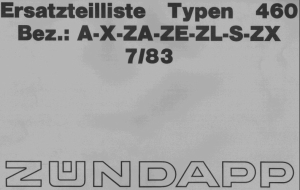 Ersatzteilkatalog Typen 460