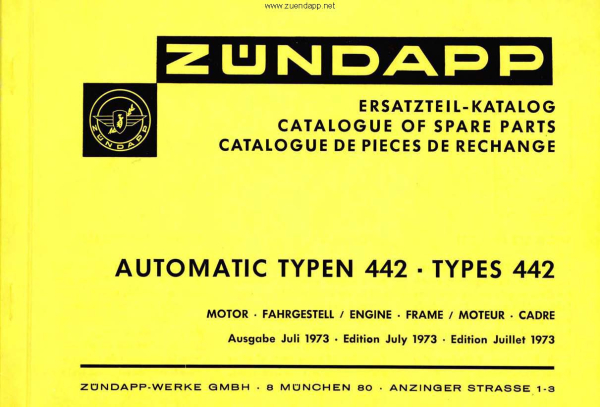 Ersatzteilkatalog Typ442 Automatic Mofa Moped