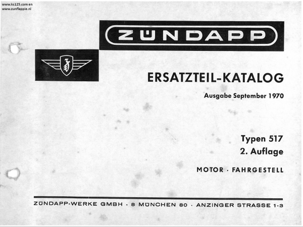 Ersatzteilkatalog Typen 517 KS50 C50 usw. alle Typen