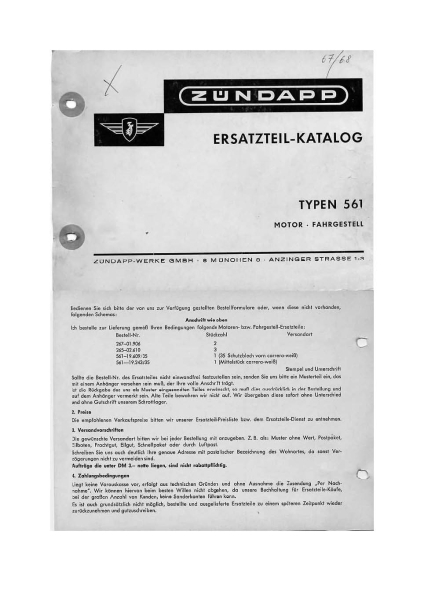 Ersatzteilkatalog  Typ  561 alle Typen 003 004 005 006 007 1964-1983