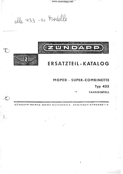 Ersatzteil Katalog Super Combinette Typ433