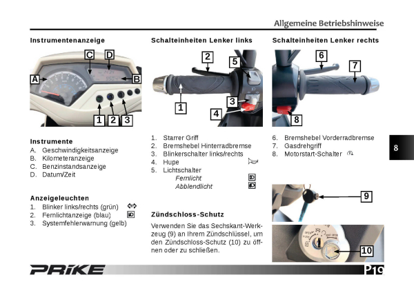 Bediehnungsanleitung Prike P19 und Zündapp C19