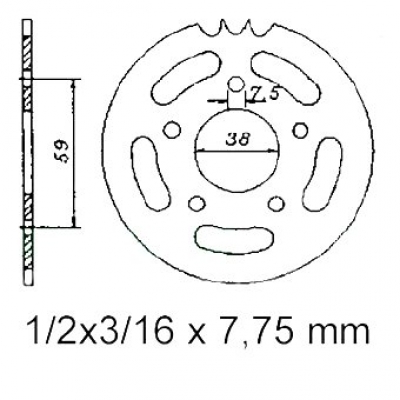 Kettenrad passend für ZD20 ZD40 ZX25 Typ446 5Loch 85240