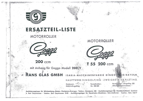 Ersatzteil Katalog Goggo Roller (alle Typen)