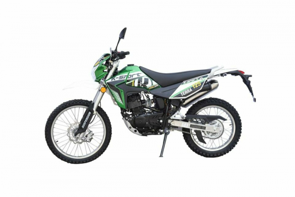 K-Sport Terra 125 ccm Motorrad, Crossbike EURO 4, Grün-Weiß,5gang